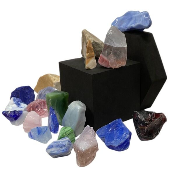 Art Glass Cullet Slag Glass Assortment 2 LBS Bundle #5A1 - Picture 2 of 5